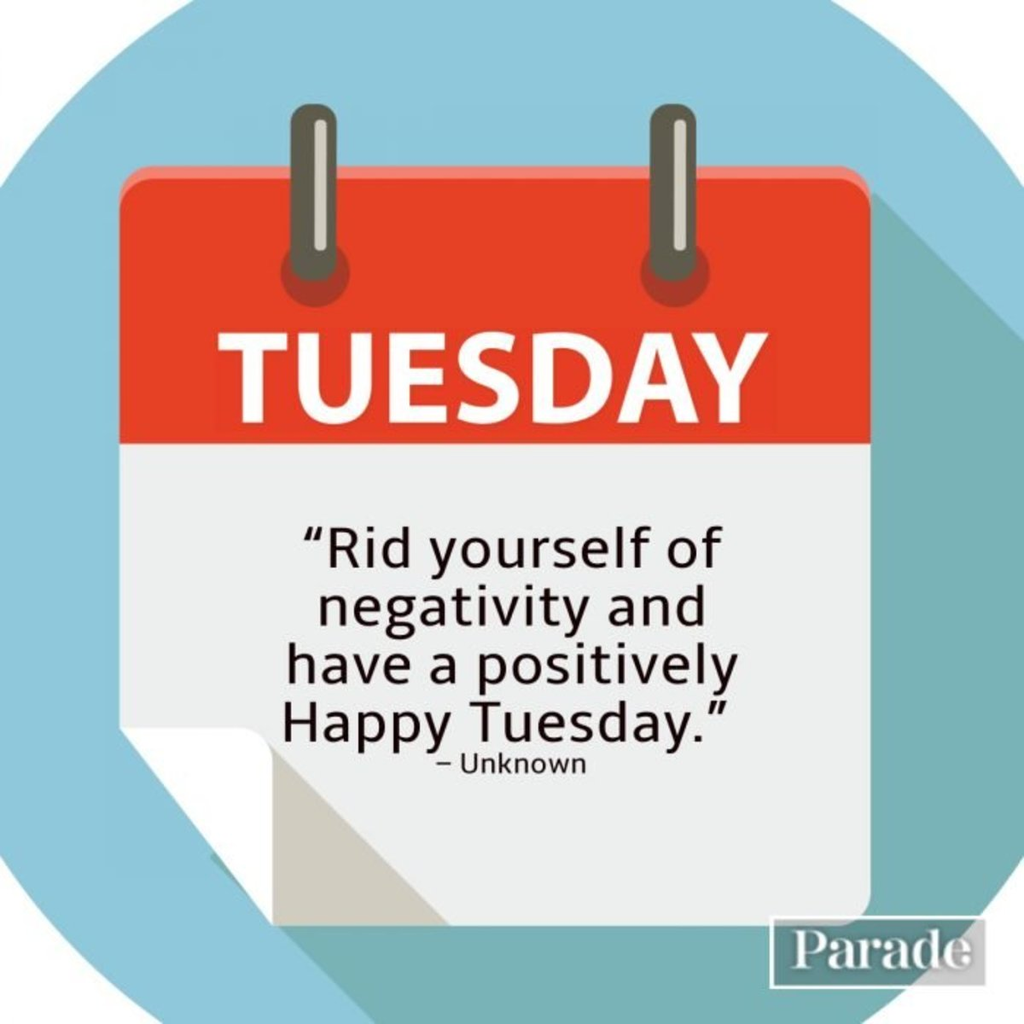 Tuesday.  "Rid yourself of negativity and have a positively Happy Tuesday."